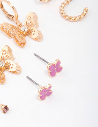 Gold Butterfly Hoop & Stud Earring 4-Pack - link has visual effect only