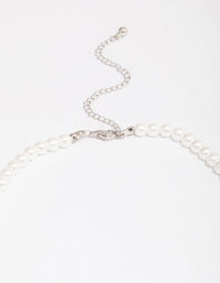 Silver Plated Pearl Strand Cubic Zirconia Vine Necklace - link has visual effect only