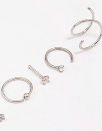 Surgical Steel Twisted Cubic Zirconia Nose Piercing 6-Pack - link has visual effect only
