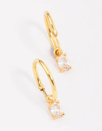 Gold Plated Sterling Silver Oval Cubic Zirconia Hoop Earrings - link has visual effect only