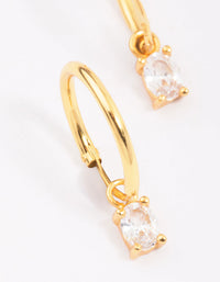 Gold Plated Sterling Silver Oval Cubic Zirconia Hoop Earrings - link has visual effect only
