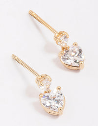 Gold Plated Sterling Silver Heart Cubic Zirconia Stud Earrings - link has visual effect only