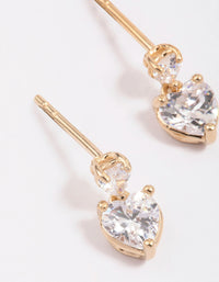 Gold Plated Sterling Silver Heart Cubic Zirconia Stud Earrings - link has visual effect only