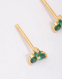 Gold Plated Sterling Silver Emerald Cubic Zirconia Trio Stud Earrings - link has visual effect only