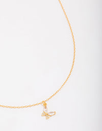 Gold Plated Sterling Silver Cubic Zirconia Butterfly & Angel Pendant Necklace - link has visual effect only