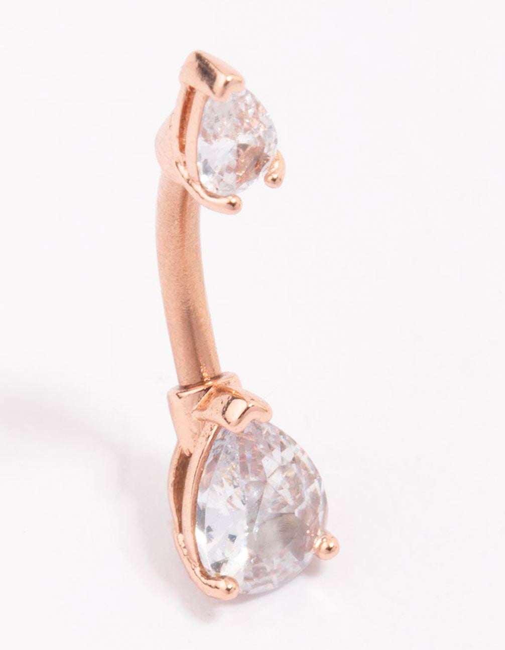 Rose Gold Plated Surgical Steel Double Pear Belly Piercing