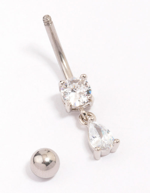 Surgical Steel Cubic Zirocnia Pear Drop Belly Piercing