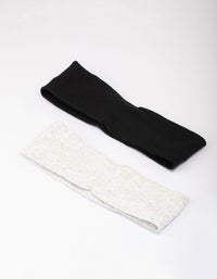 Black & Grey Ribbed Fabric Headband Pack - link has visual effect only