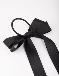 Large Silky Black Bow Hair Tie - link has visual effect only