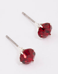 Silver Ruby Crystal Stud Earrings - link has visual effect only
