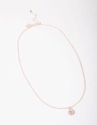 Rose Gold Crystal Halo Pendant Necklace - link has visual effect only