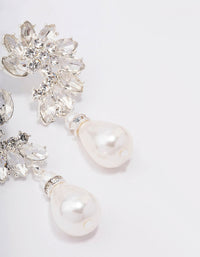 Silver Diamante & Pearl Drop Earrings - link has visual effect only