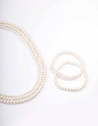 Silver Pearl Layered Necklace & Bracelet Set - link has visual effect only