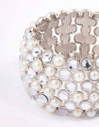 Silver Pearl Large Statement Bracelet - link has visual effect only