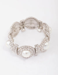 Silver Pearl & Diamante Stretch Bracelet - link has visual effect only