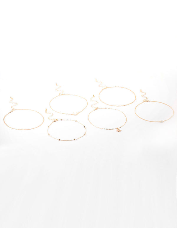Gold Celestial Choker Necklace 6-Pack