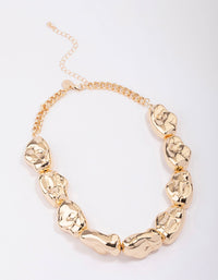 Gold Circular Textured Statement Necklace - link has visual effect only