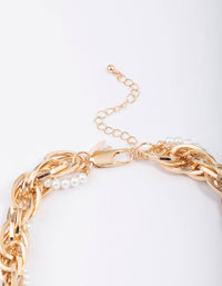 Gold Chunky Wavy Pearl Chain Necklace - link has visual effect only