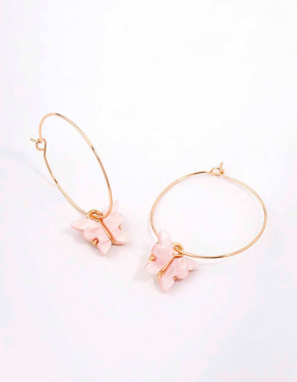 Gold Fine Butterfly Hoop Earrings