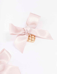 Pink & Gold Textured Bow Heart Earrings - link has visual effect only