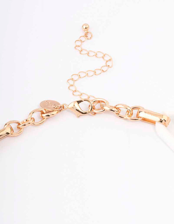 Gold Mixed Oval Link Short Necklace