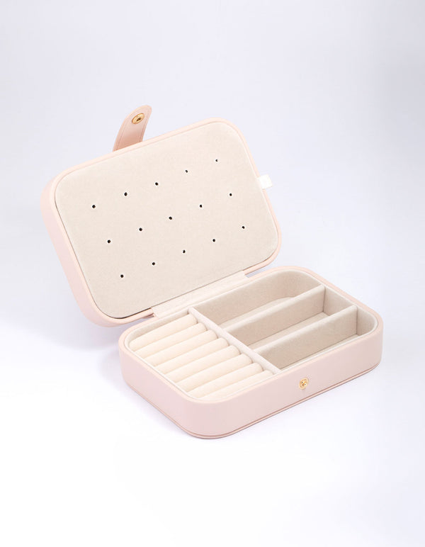 Blush Faux Leather Rectangular Jewellery Box