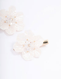 Gold Iridescent Detailed Flower Hair Clip Pack - link has visual effect only