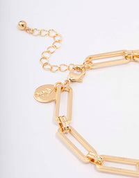 Gold Plated Brass Rectangular Link Bracelet - link has visual effect only