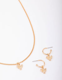 Gold Mini Bee Necklace & Earring Jewellery Set - link has visual effect only