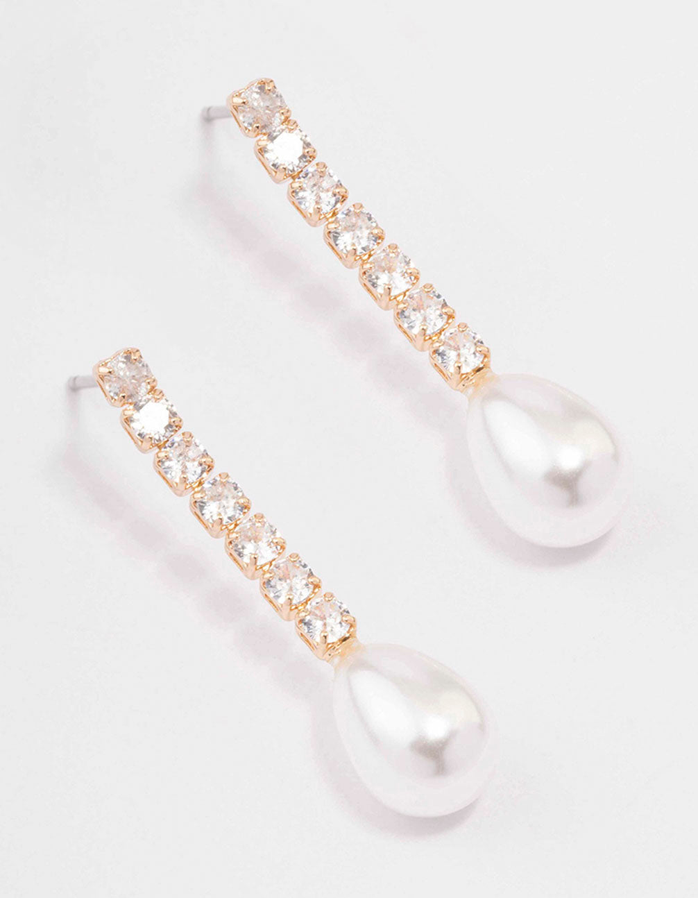 Gold Cubic Zirconia Pearl Drop Earrings