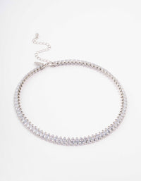 Rhodium Cubic Zirconia Navette Stone Choker - link has visual effect only