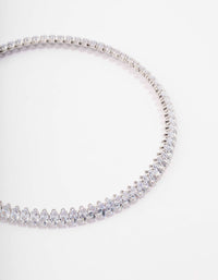 Rhodium Cubic Zirconia Navette Stone Choker - link has visual effect only