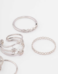 Silver Cubic Zirconia Moon & Stars Rings 5-Pack - link has visual effect only