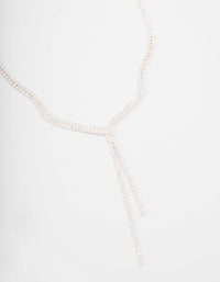 Silver Fine Ribbon Cubic Zirconia Lariat Necklace - link has visual effect only