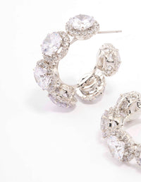 Silver Round Cubic Zirconia Small Hoop Earrings - link has visual effect only