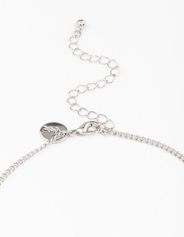 Silver Heart & Diamante Necklace