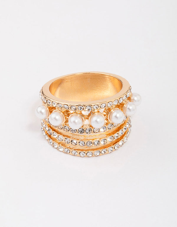 Gold Layered Pearl Band Ring