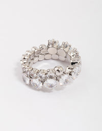 Rhodium Round Cubic Zirconia Wrapped Ring - link has visual effect only