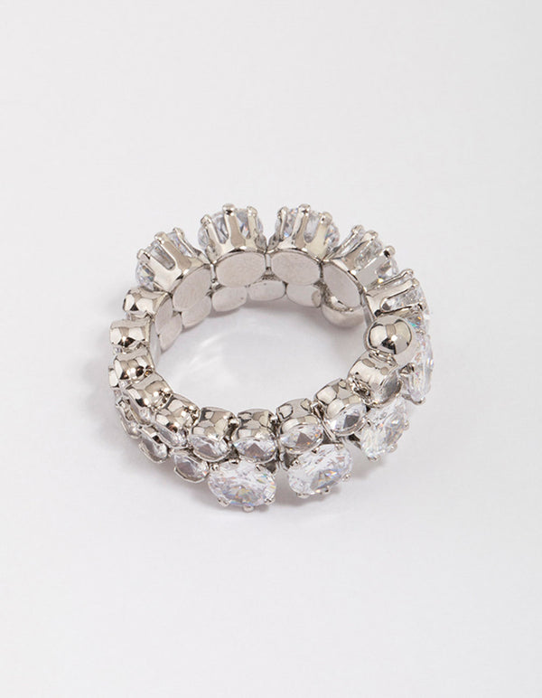 Silver Round Cubic Zirconia Wrapped Ring