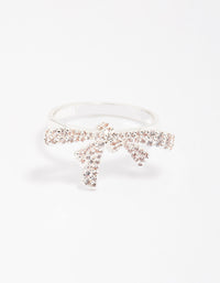 Silver Cubic Zirconia Bow Ring - link has visual effect only