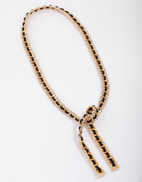 Gold & Black Leather Wrap Necklace - link has visual effect only