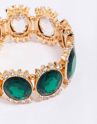 Gold Large Halo Circular Stone Bracelet - link has visual effect only