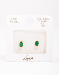 Gold Plated Sterling Silver Oval Stud Earrings - link has visual effect only