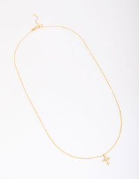 Gold Plated Sterling Silver Cubic Zirconia Round Cross Chain Necklace - link has visual effect only