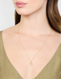 Gold Plated Sterling Silver Starfish Freshwater Pearl Chain Necklace - link has visual effect only