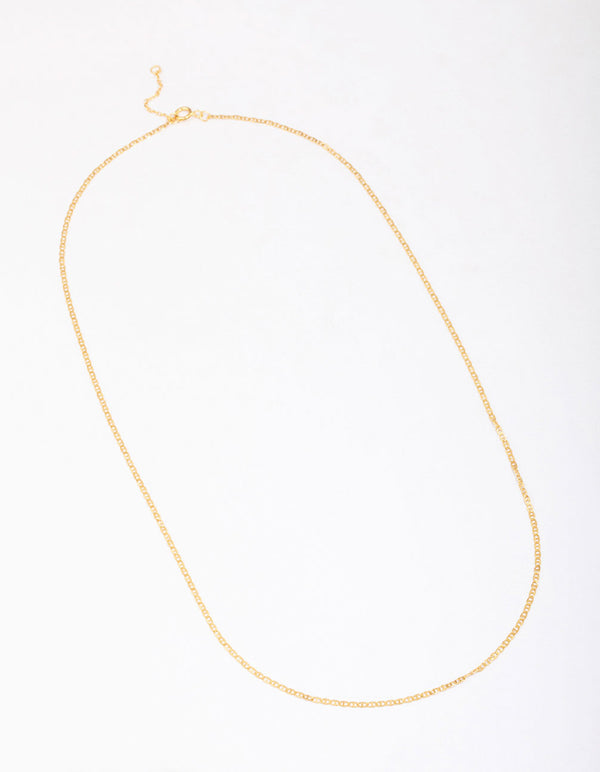 Gold Plated Sterling Silver Long Chain Necklace