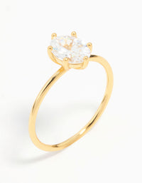 Gold Plated Sterling Silver Oval Solitaire Ring - link has visual effect only