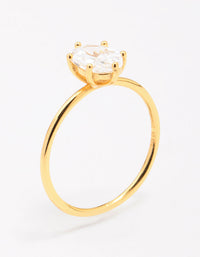 Gold Plated Sterling Silver Oval Solitaire Ring - link has visual effect only