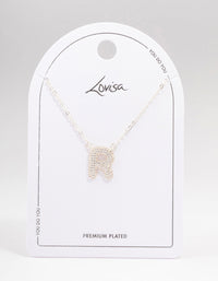 Letter R Silver Plated Pave Pendant Initial Necklace - link has visual effect only