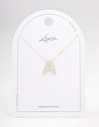 Letter A Silver Plated Pave Pendant Initial Necklace - link has visual effect only